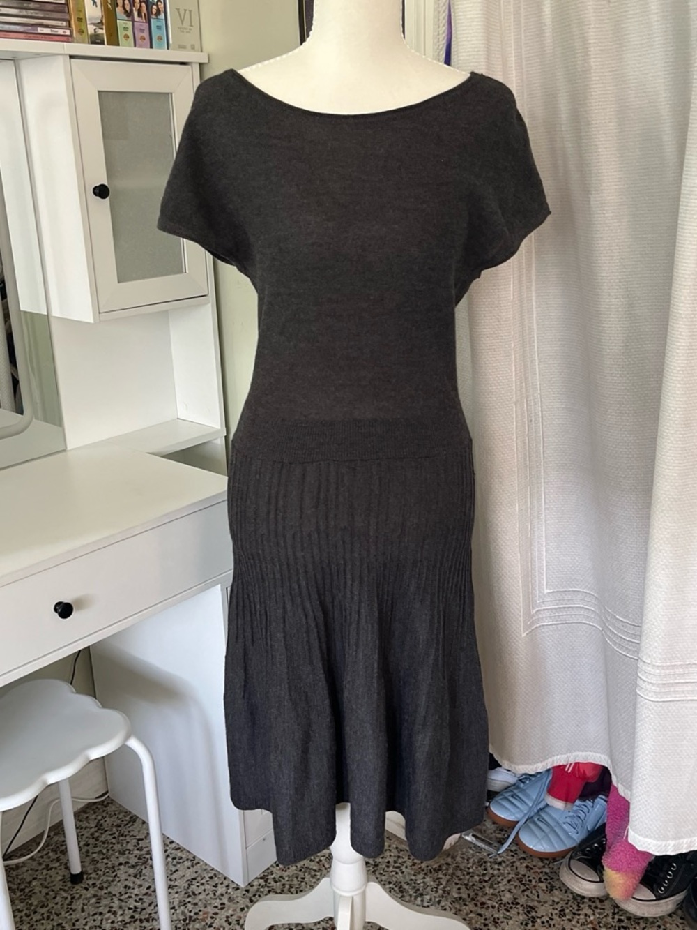 Ann Taylor Loft Grey Knit Drop Waist Dress